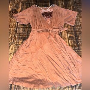 Miss Me Brand Wrap Dress Size Medium Brown Suede Type Fabric